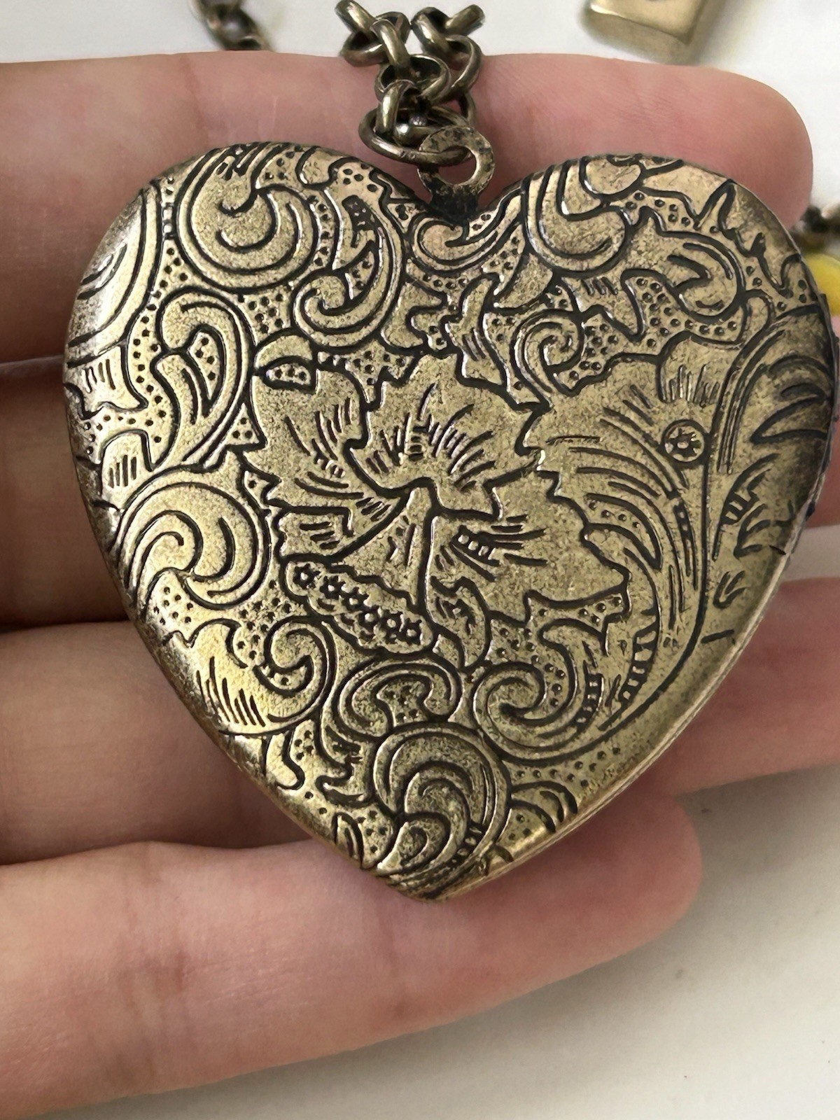 Betsey Johnson Enameled French Bulldog Dog Heart Locket Charm Necklace Signed