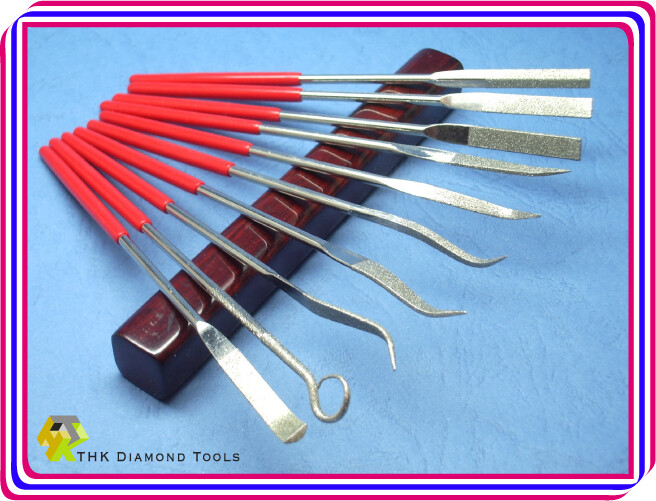 10 x THK Diamond coated Riffler FILE jewelry jewellery files set Grit 60 120 300