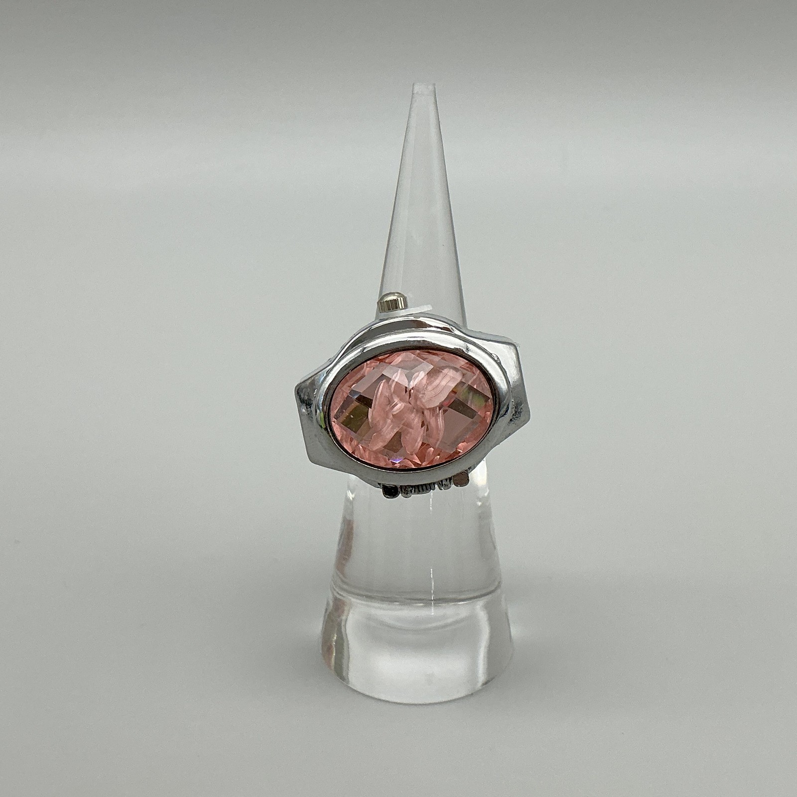 Bozhi Ring Watch Womens 20mm Hidden Dial Pink Crystal Floral New Battery