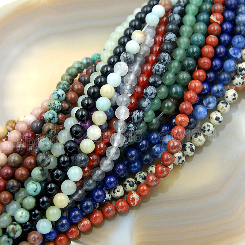 Natural Gemstone Smooth Round Loose Beads 15″ 4mm 6mm 8mm 10mm 12mm
