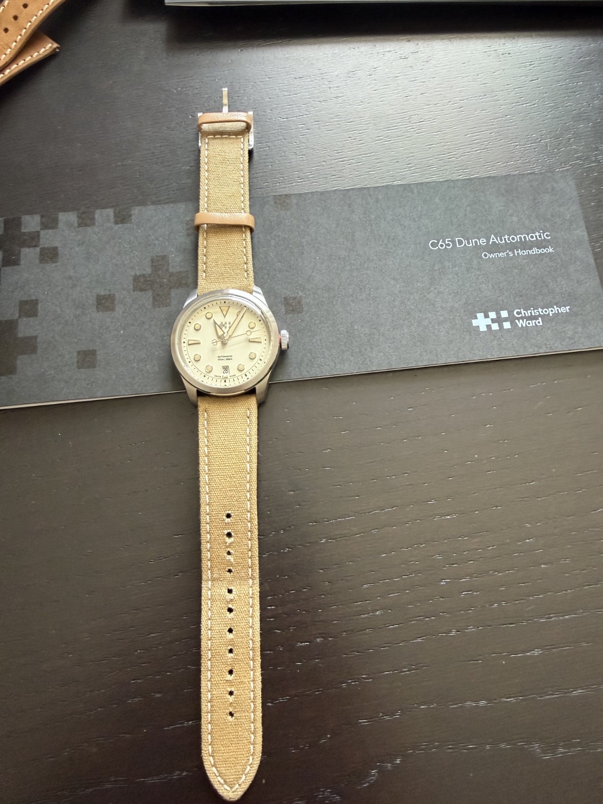 Christopher Ward C65 Dune Automatic 38mm White Sand Full Set + OEM Leather Strap