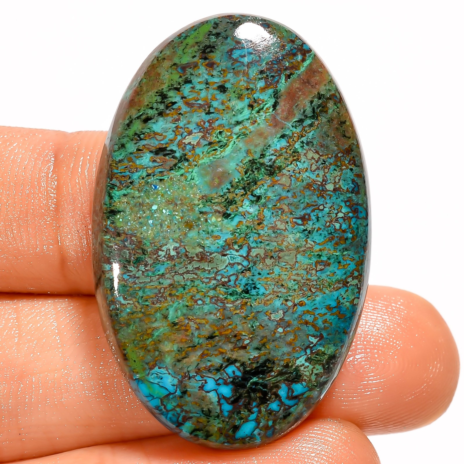 100% Natural Chrysocolla Oval Shape Cabochon Gemstone 56 Ct. 37X24X7 mm GC-42994