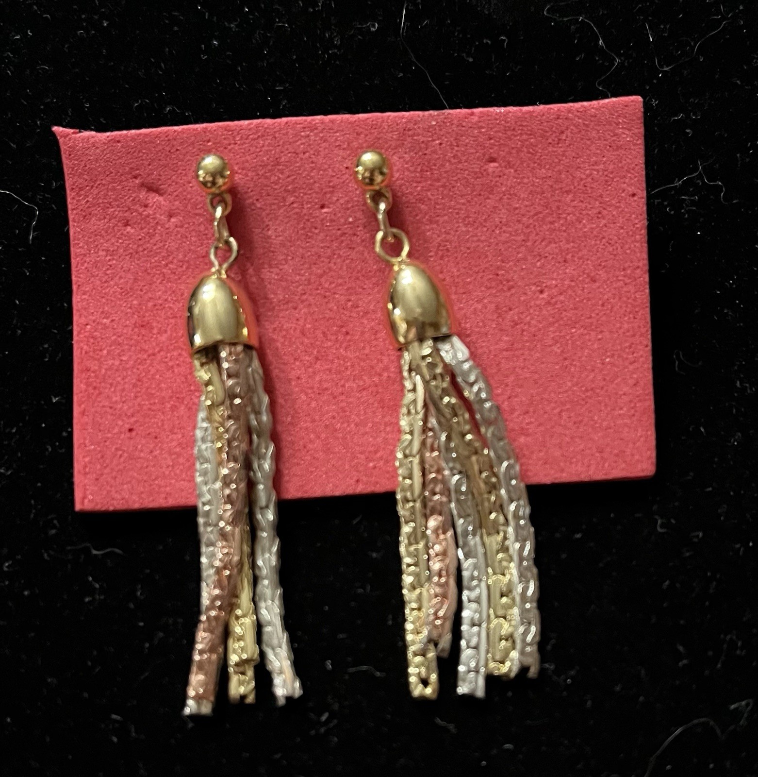 Silver, Gold, Rose Gold Dangle Tassel Earrings