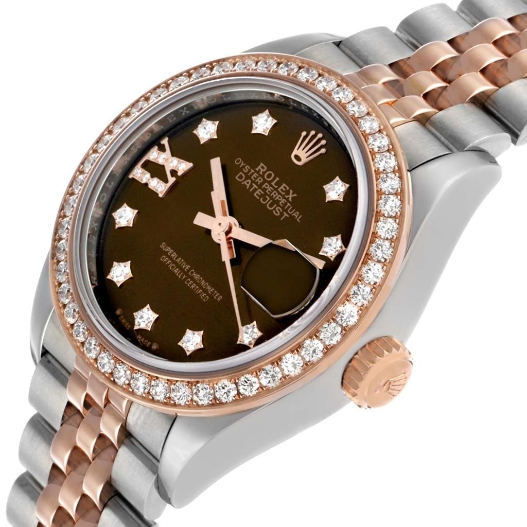 Rolex Datejust 28 Steel Rose Gold Diamond Ladies Watch 279381