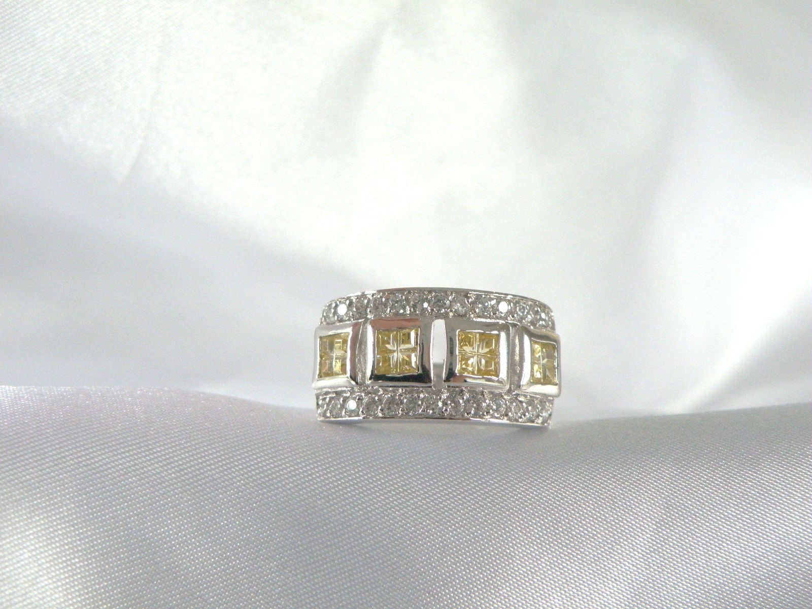 Victoria Wieck Sterling Silver 925 Channel Set Yellow CZ Ring Size 8