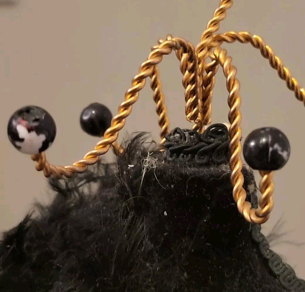 Victorian Style Fringed Sequin Mannequin Doll Hook Jewelry Holder Cameo Feathers