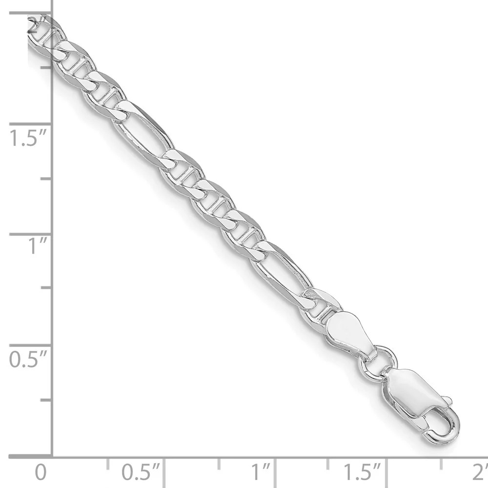 Sterling Silver Rhodium-Plated 3.75mm Figaro Anchor Chain Bracelet 7″-8″