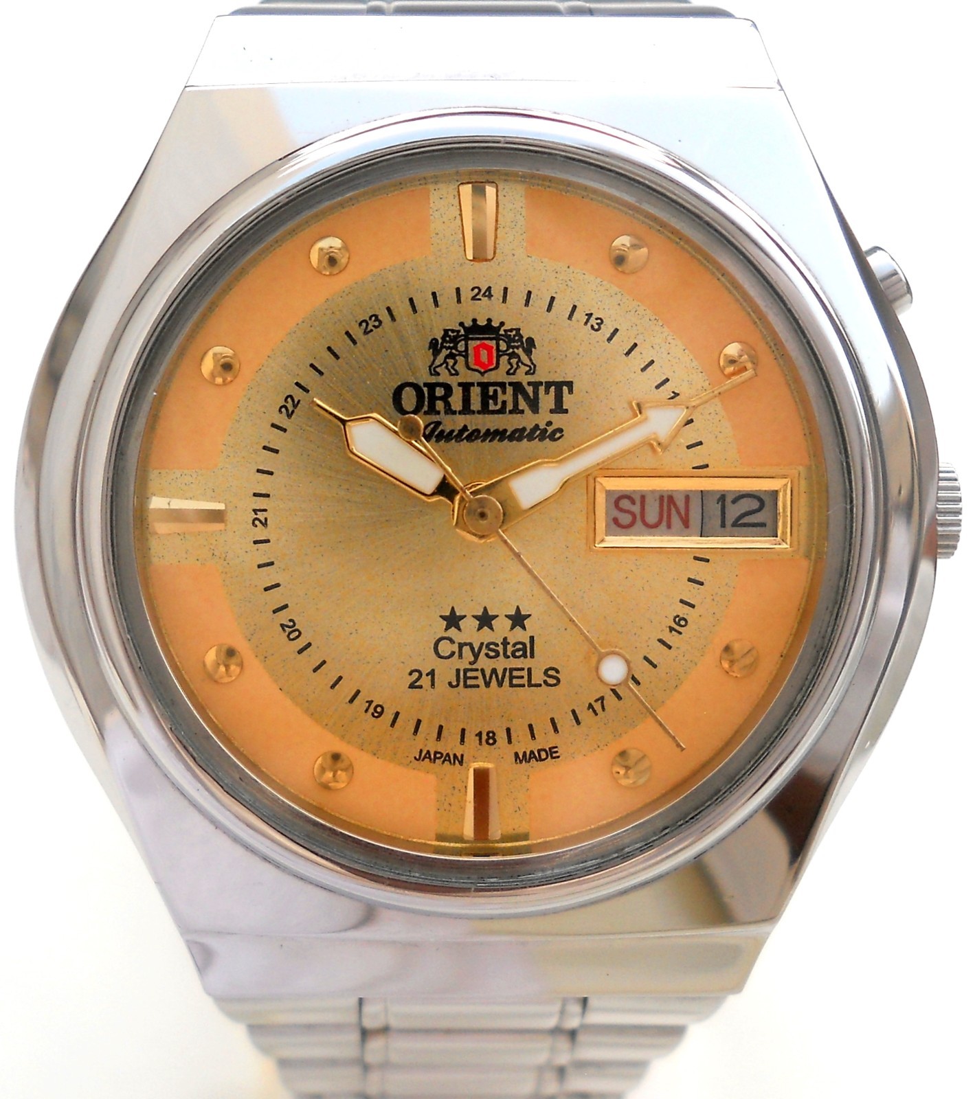 Vintage Orient Crystal 21J Automatic Japan Men’s Watch – Aftermarket Gold Dial