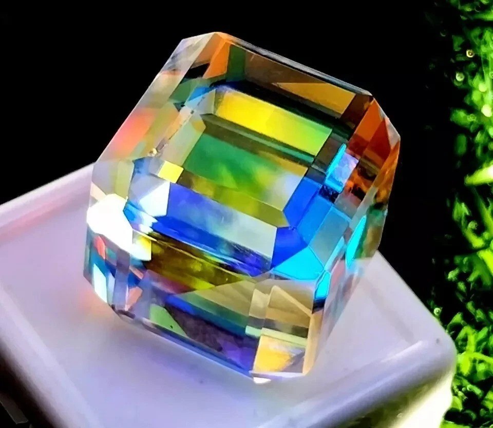 50.5 Ct+ Certified AA+ Natural Cube Cut Rainbow Mystic Topaz Loose Gemstone A1