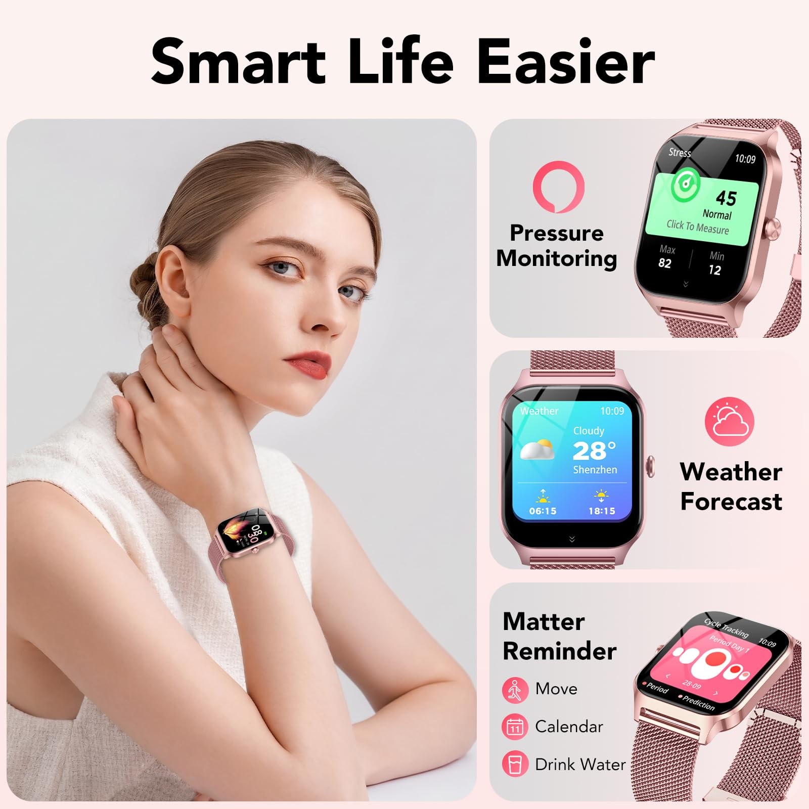 Smart Watch 1.85 Inch HD Fitness Tracker Heart Rate Sleep Monitor Waterproof…