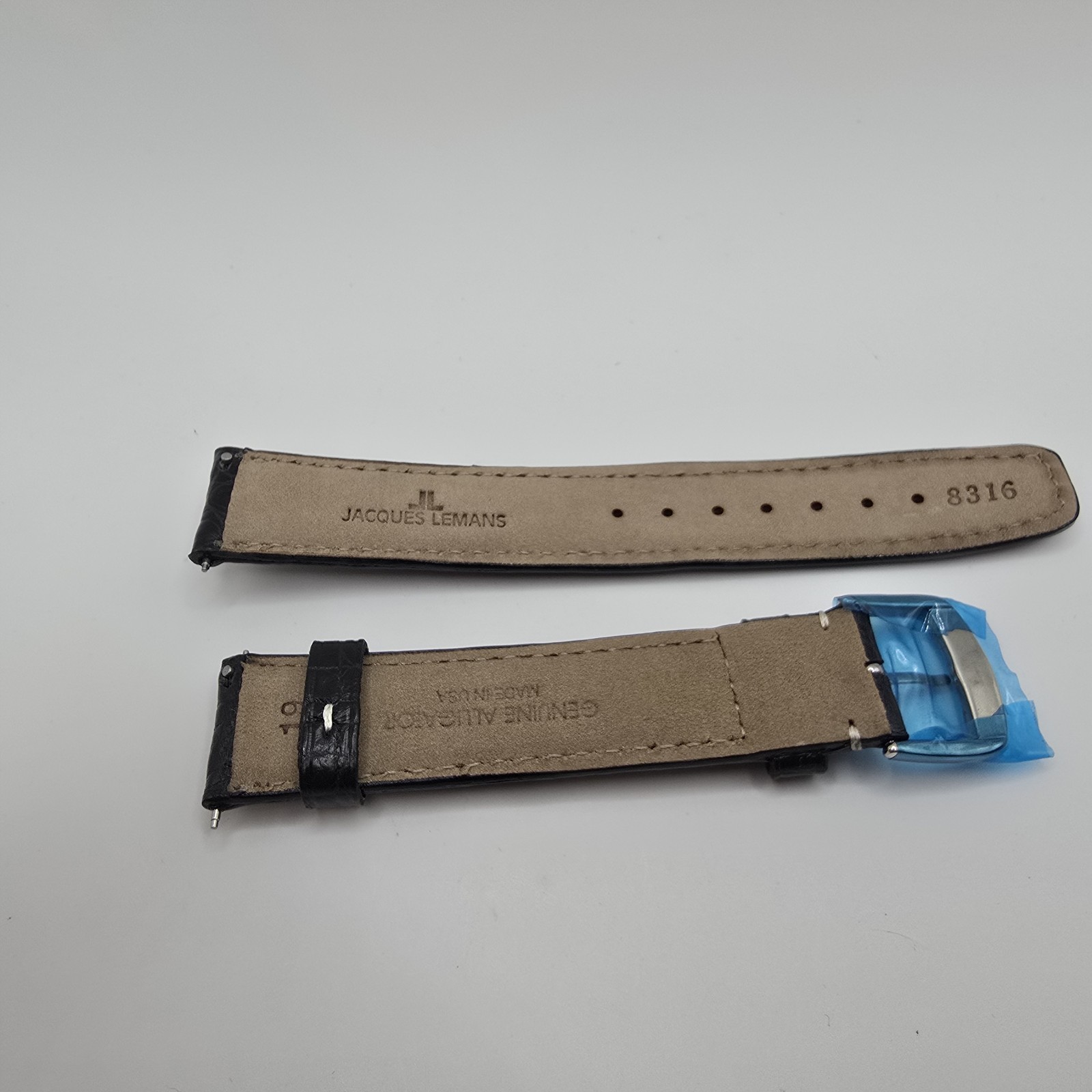 Jacques Lemans Genuine Alligator Watch Strap Band Black 19mm