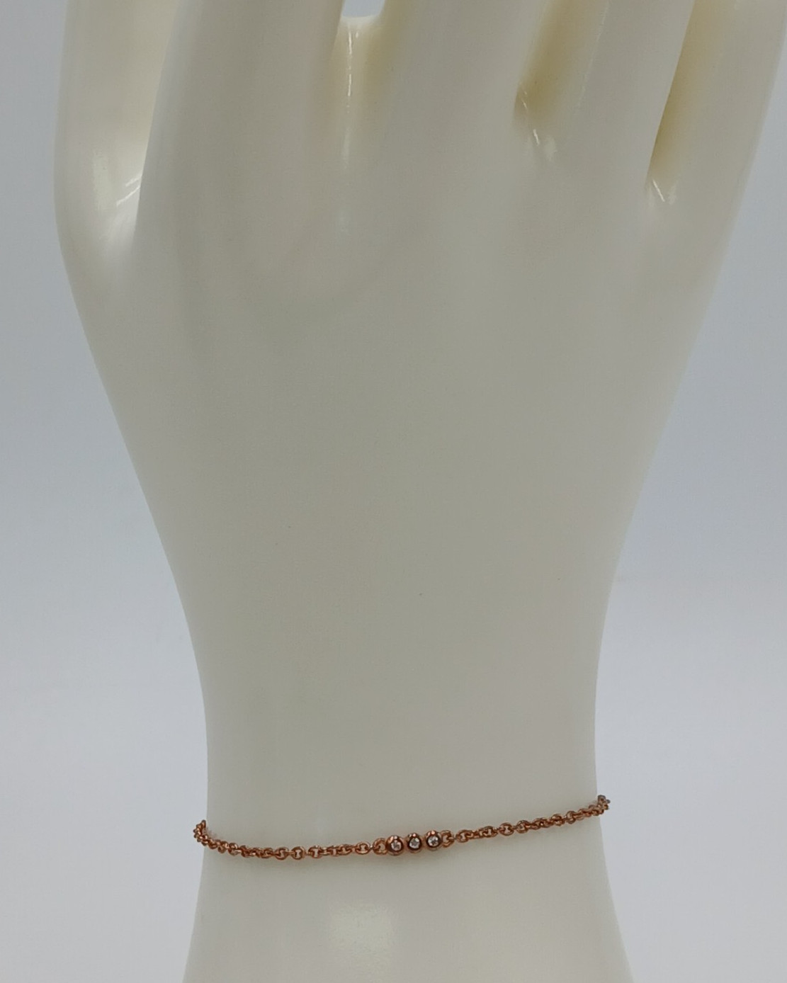 925 SU Slider Bracelet OSFA 9in Sterling Silver Rose Gold Vermeil CZ Bar Dainty
