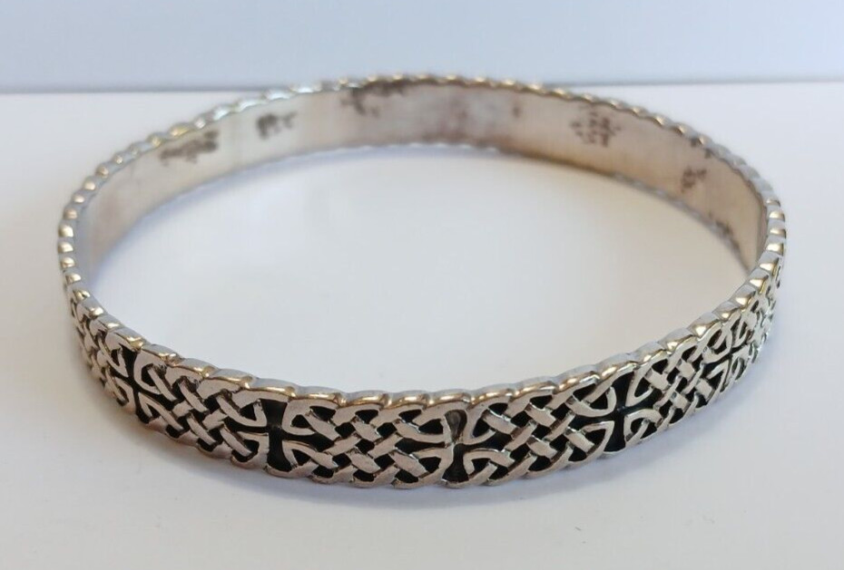 PETER STONE PSCL STERLING SILVER CELTIC KNOTWORK BANGLE BRACELET