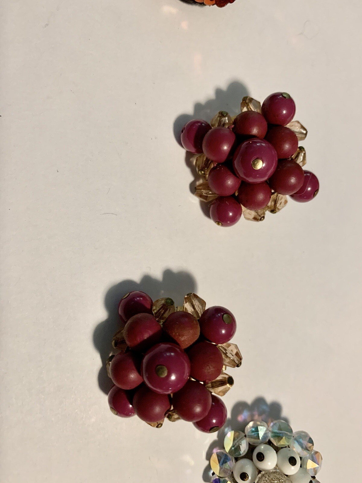 VTG Big Lot Mid Century Clip Earrings Costume Trifari Japan Unsigned MOP *READ