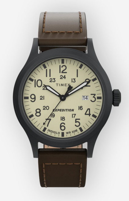 Lot of 2 Timex Men’s T49963 Expedition Scout 40mm Leather Strap Watch