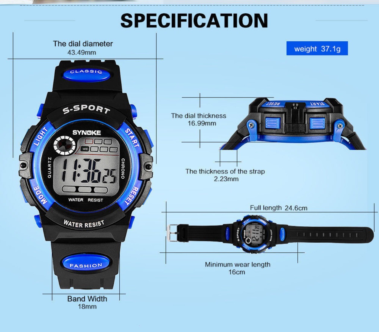 Kids Child Boy Girl Waterproof Multifunction Sports Electronic Watch Watches USA