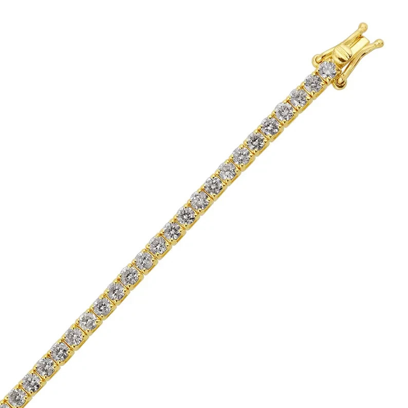 Round Natural Diamond Festival Sale ! Tennis Bracelet For Wife 14k Yellow Gold