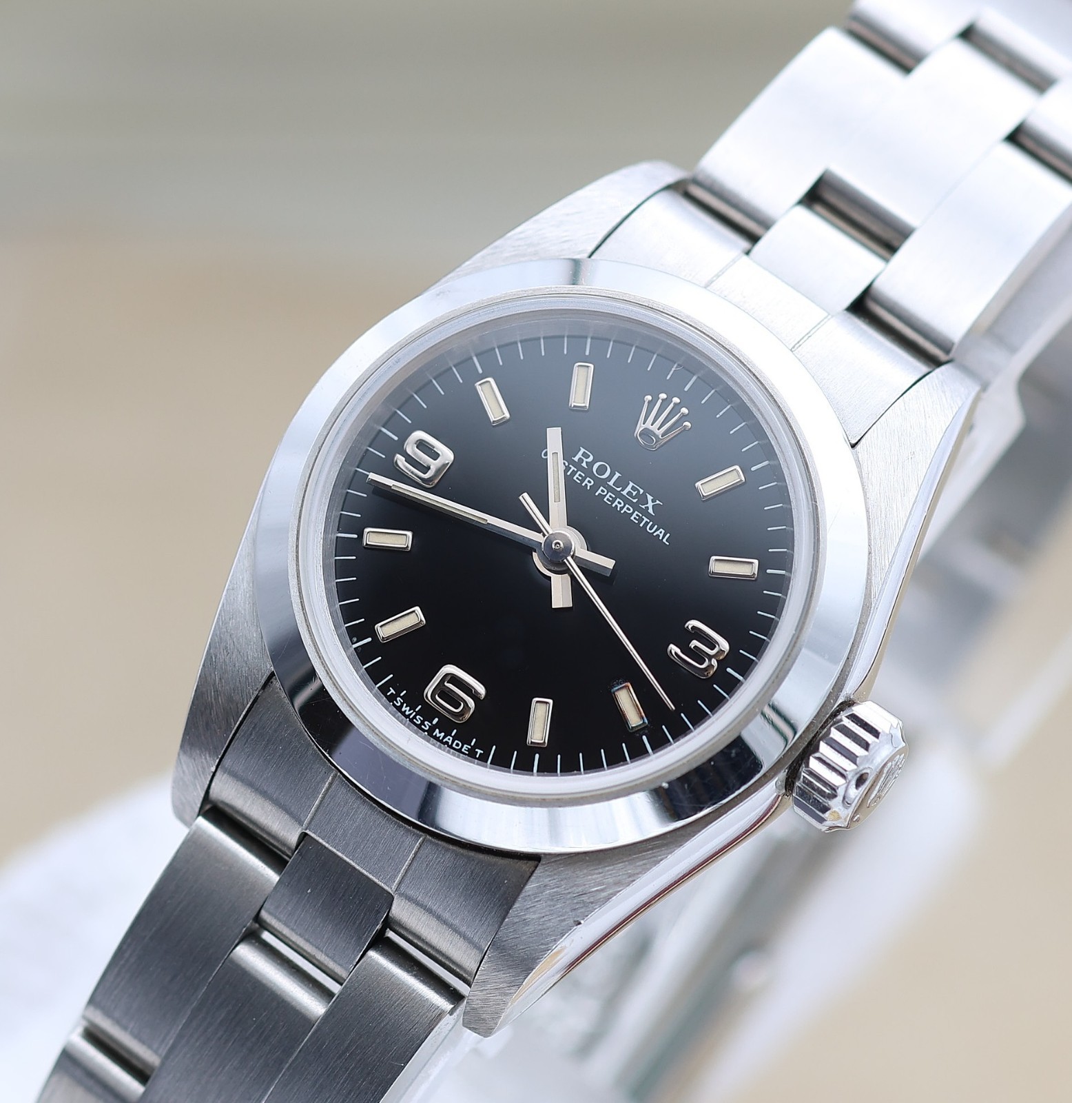 Rolex Oyster Perpetual ref. 67180 – Black 3-6-9 Dial – Oyster Bracelet
