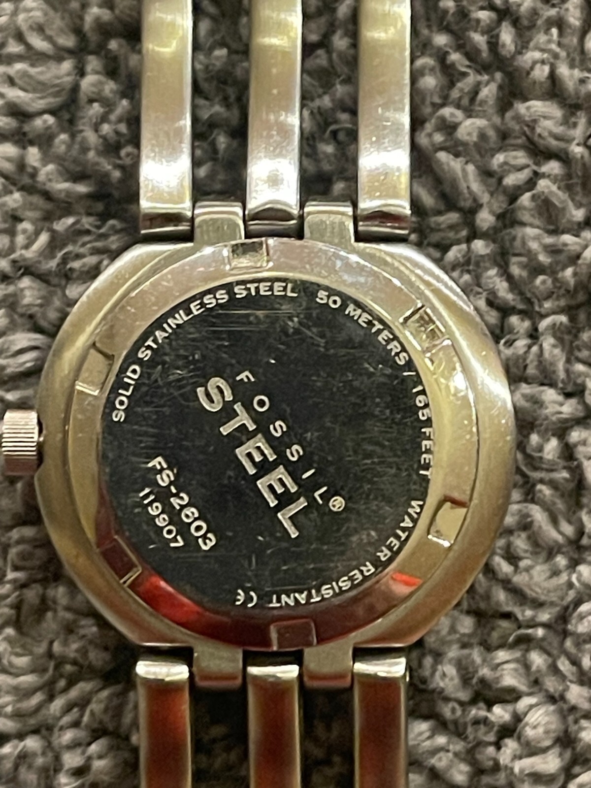 Fossil Steel FS-2603 Solid Stainless Steel Quartz Analog Ladies Watch Sz. 6 1/4″