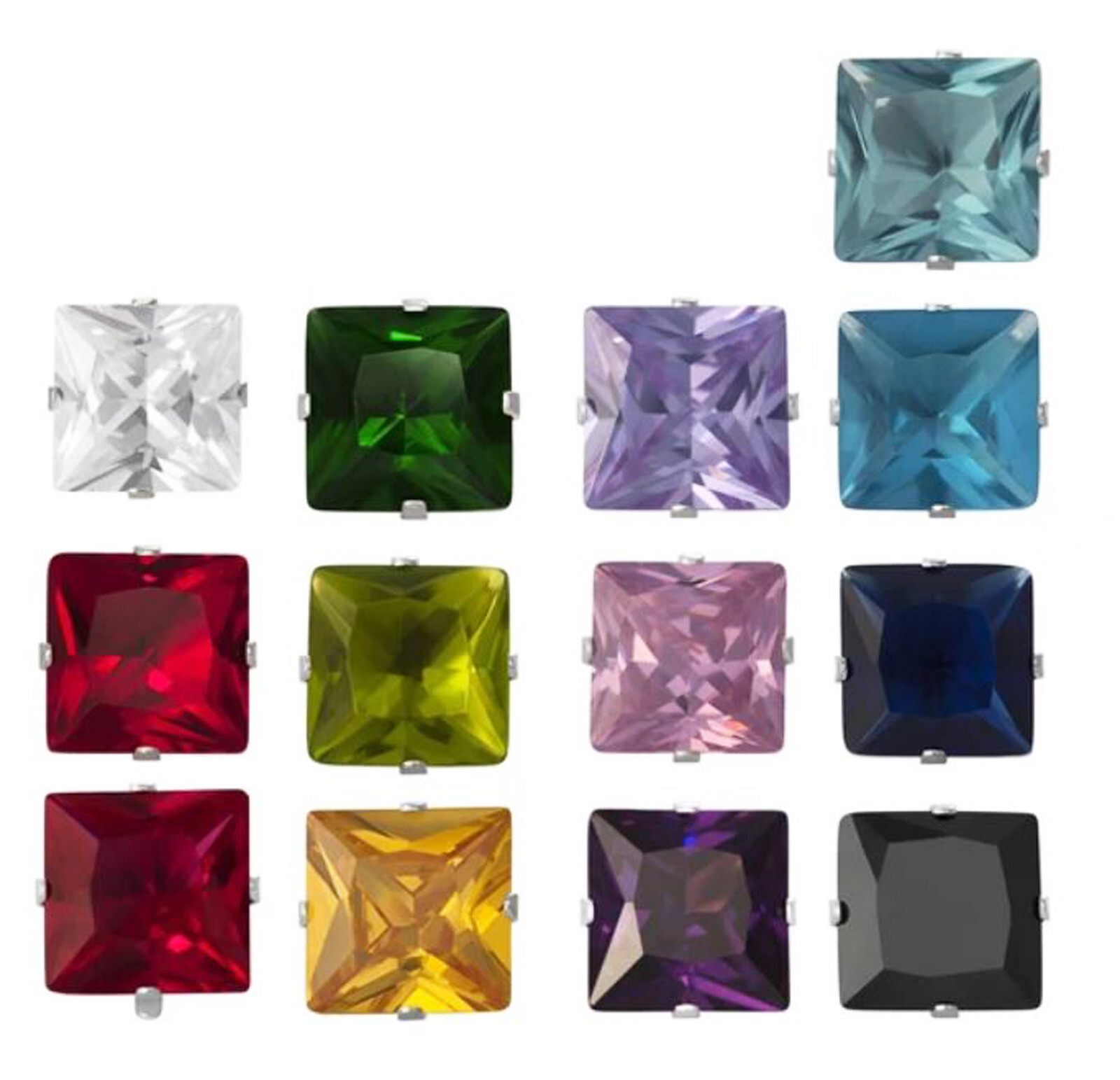4mm Square PINK Post Earrings – SOLID 925 Sterling Silver Settings