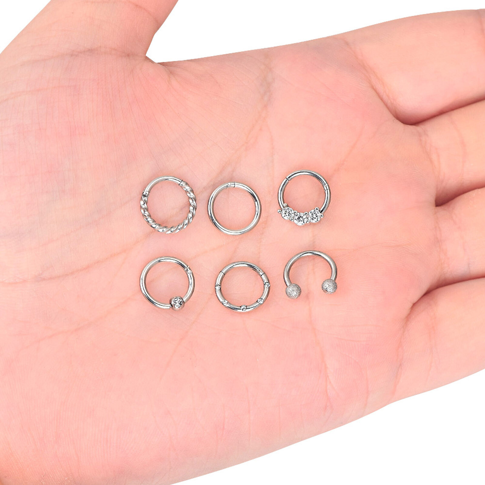 1-12PCS Hinged Septum Clicker Hoop Cartilage Ring Earrings Piercing Jewelry 16G