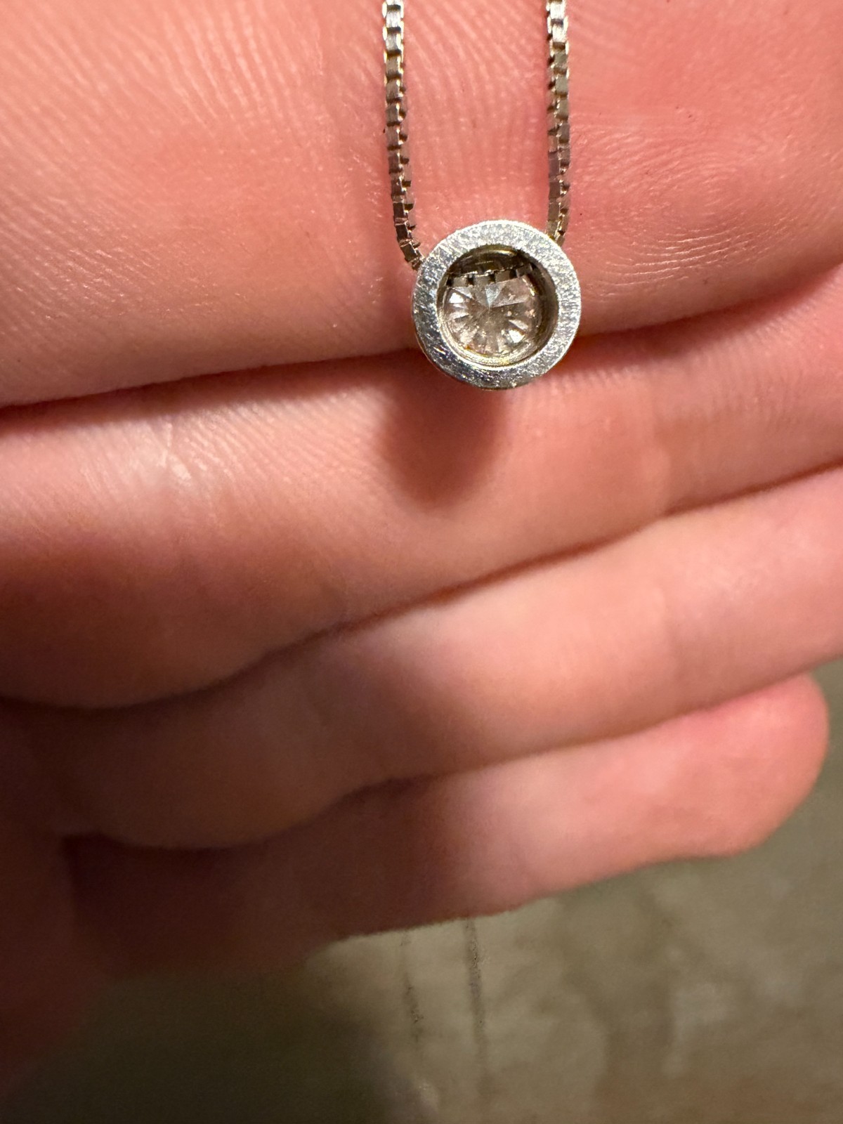Natural 1/2-Carat Diamond Solitaire Necklace — 14K White Gold, Bezel Set