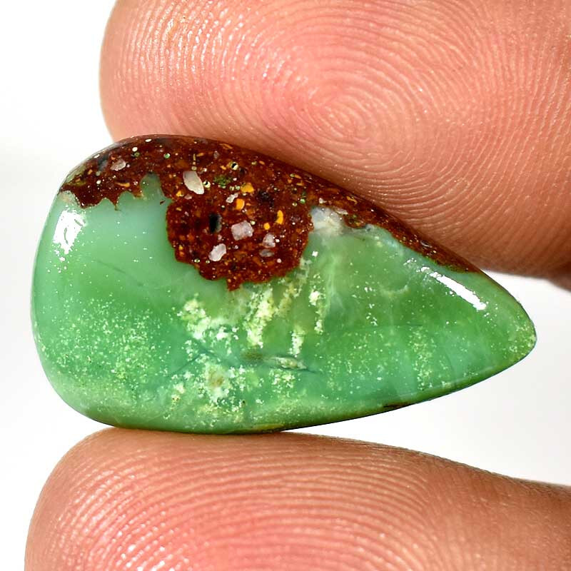 Green Chrysoprase Pear Cabochon 100% Natural Loose Gemstone 13.90Cts.