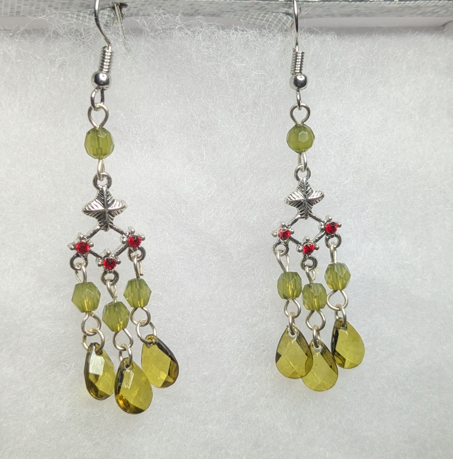 Green And Red Dangle Earrings