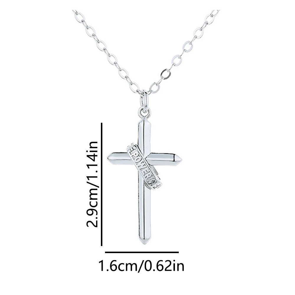 Men’s Stainless Steel Cross Necklace, Hip Hop Style Faith Cross Pendant with Let