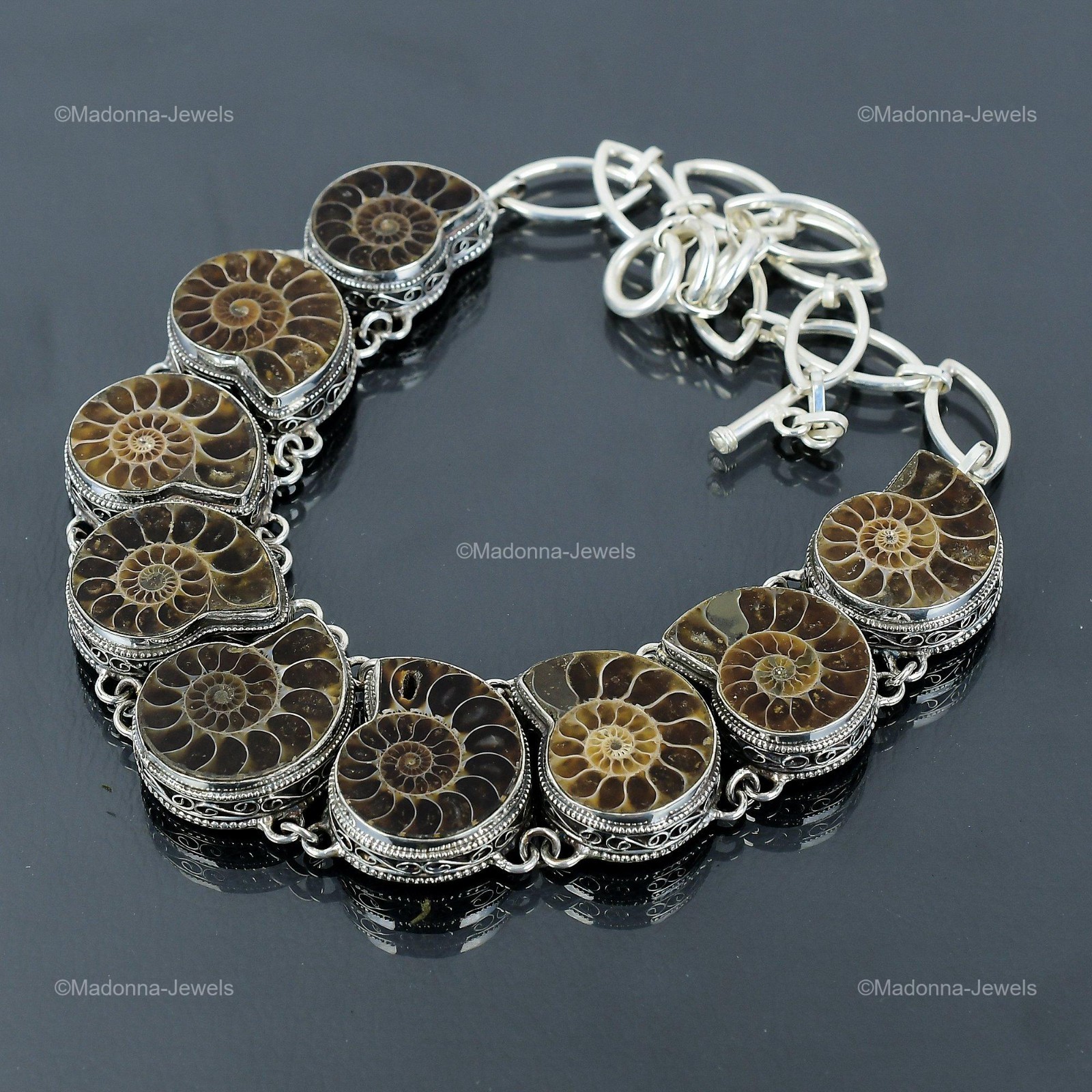 Ammonite Fossil Gemstone 925 Sterling Silver Chain Birthday Vintage New Necklace