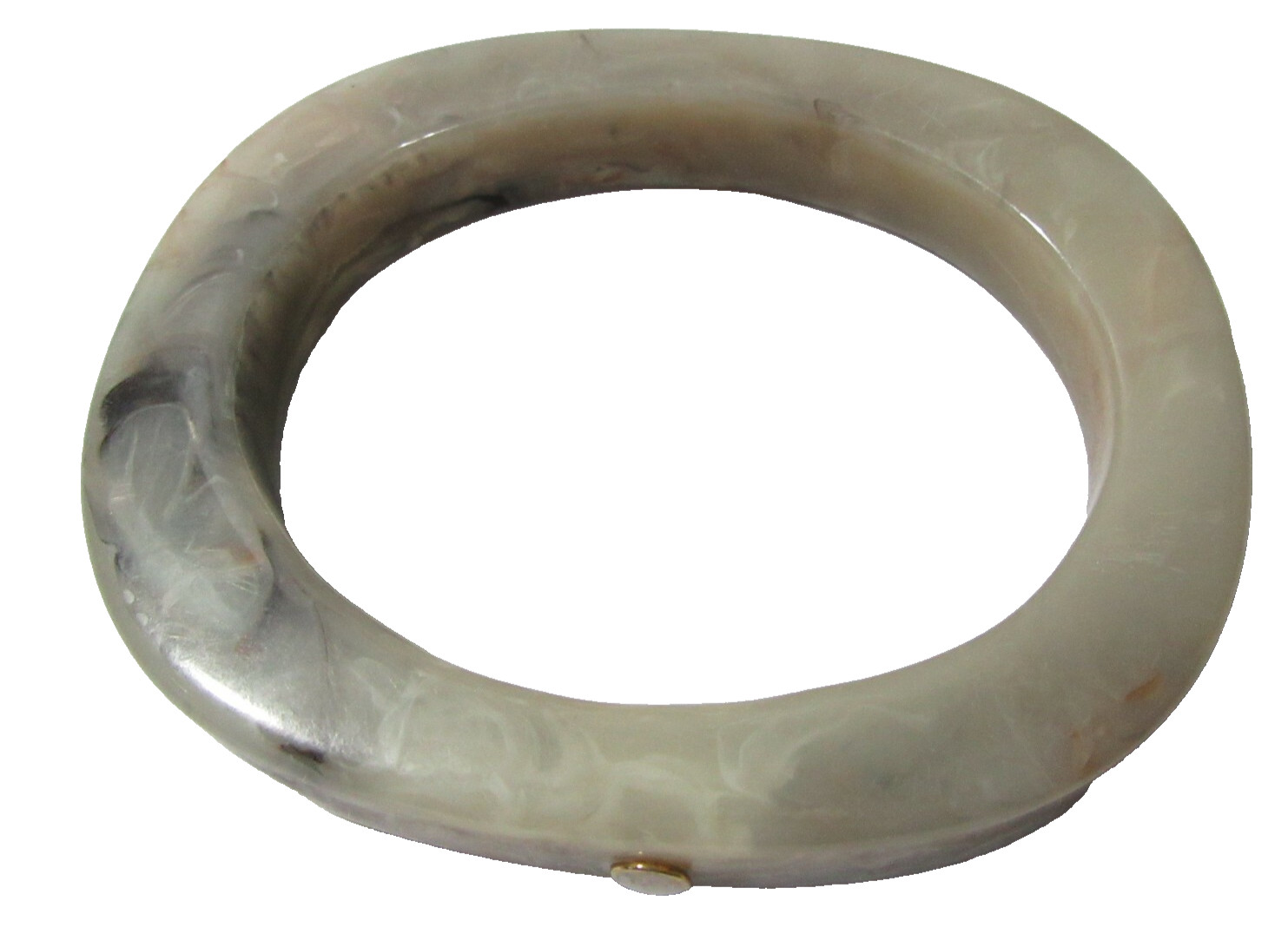 FAUX HORN OVAL BANGLE BRACELET GRAY WHITE AND BLACK MARBLED COLORING STUDS