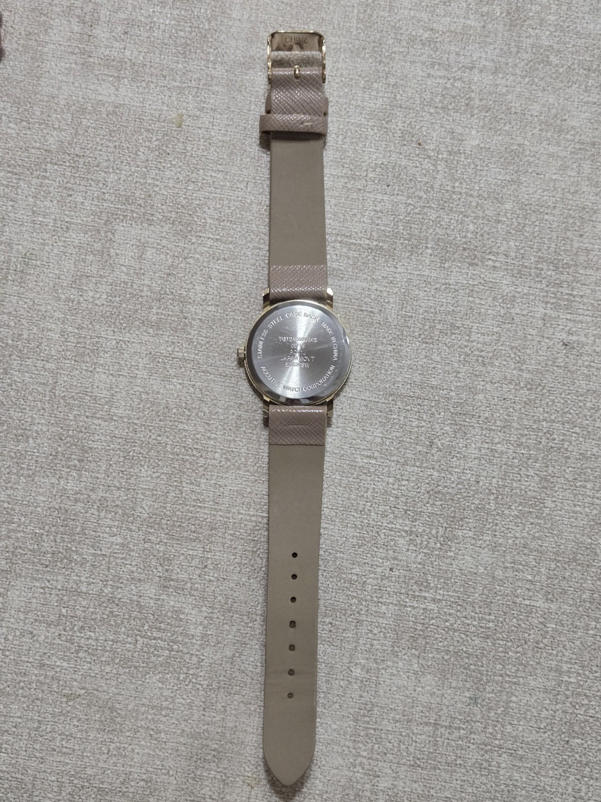 Accutime Watch Corp TGT21509WAC Gold Tone Heart Dial Beige Strap Quartz Watch