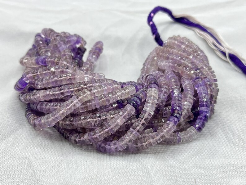 Natural Amethyst Shaded Faceted Tyre Shape Beads 6mm Amethyst Wheel Shape 16”