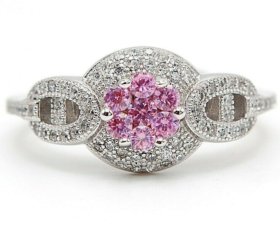 2CT Heat Treated Pink Topaz 925 Solid Sterling Silver Ring Sz 6 UB3-7