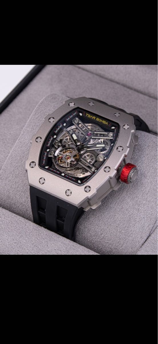 TSAR BOMBA Elemental TB8208T-02-BK Titanium Skeleton Automatic Tonneau Watch