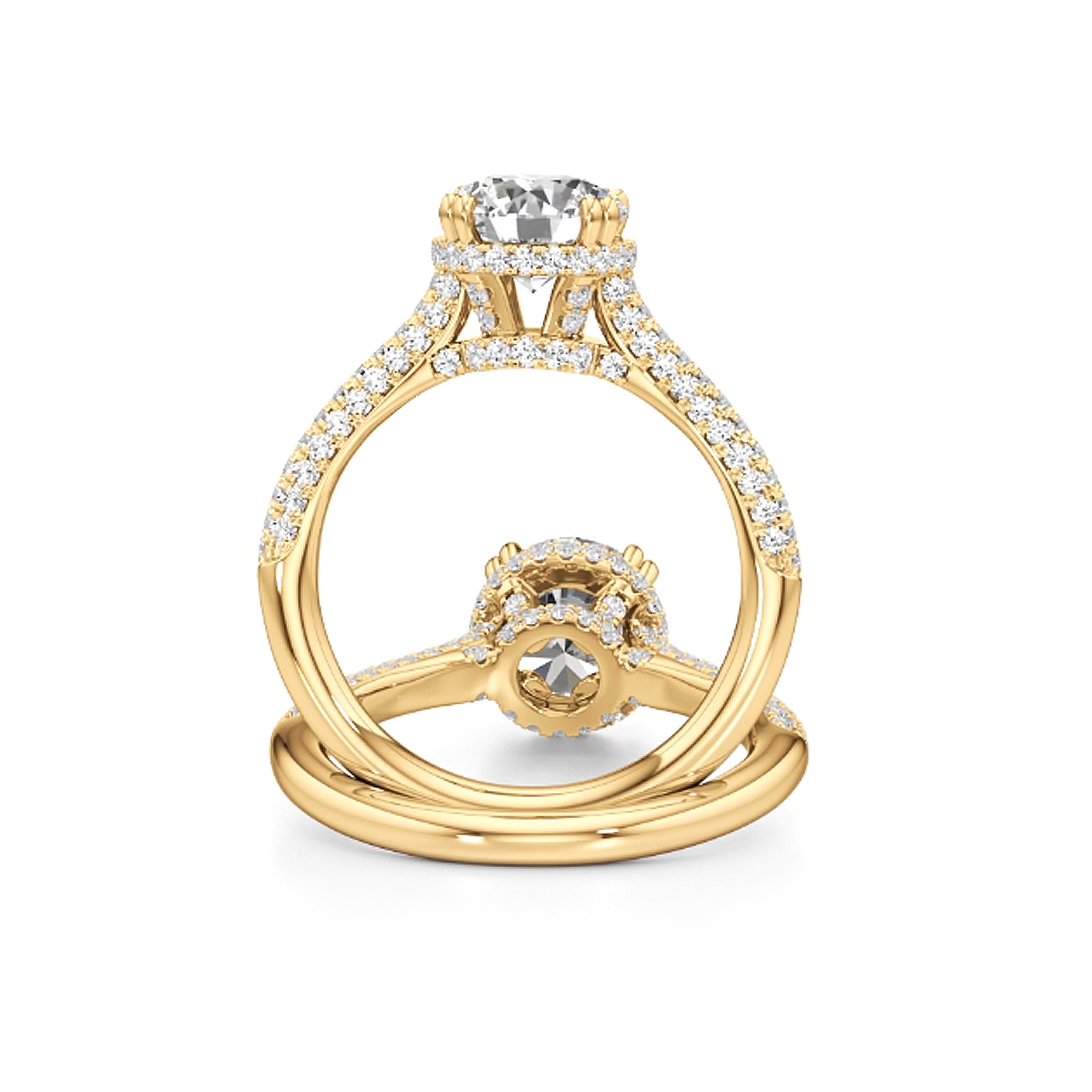 Diamond Engagement Ring 2.75 Ct Lab Grown E F VVS 14K Yellow Gold IGI Round Cut