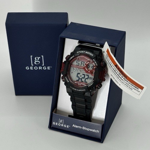 George Wristwatch Alarm Stopwatch – Brand New in Box – Red & Black – Digital.