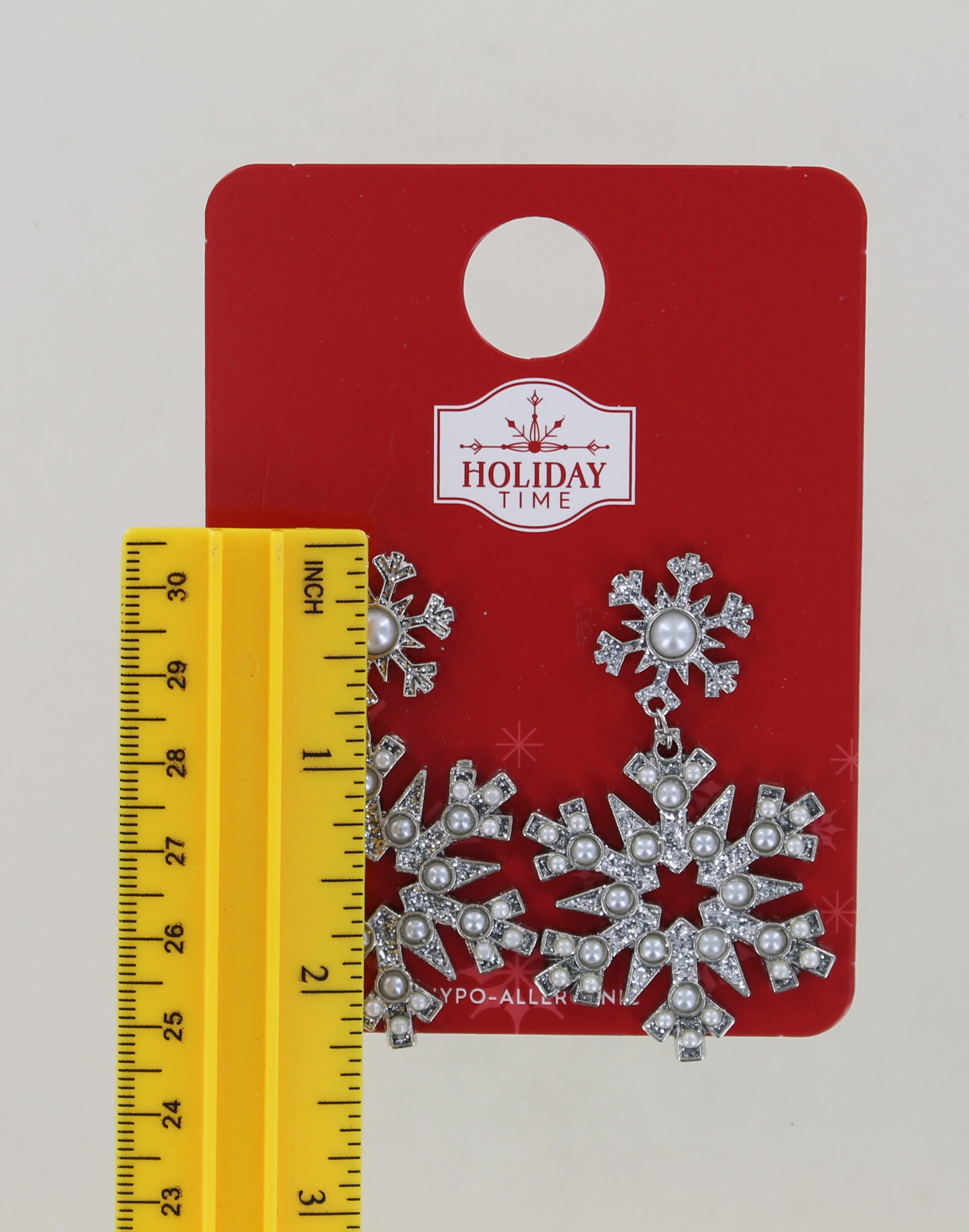 New Holiday Time Earrings – Snowflake with Bling & Faux Pearls