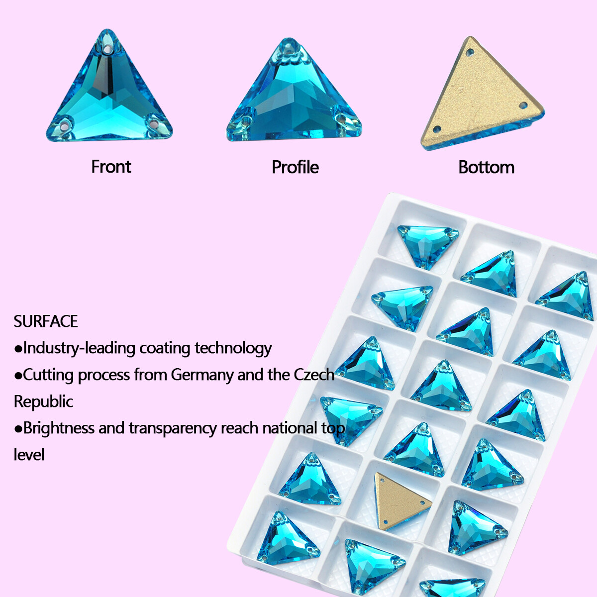Triangle Sewing Rhinestones Strass Glass Decoration Beads for DIY Accessories Ga