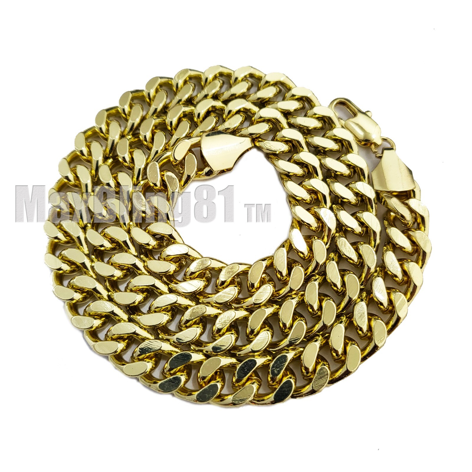Hip Hop Rapper Cubic Zirconia Gold Plated Pendant 18″ ~ 30″ Cuban Chain Necklace