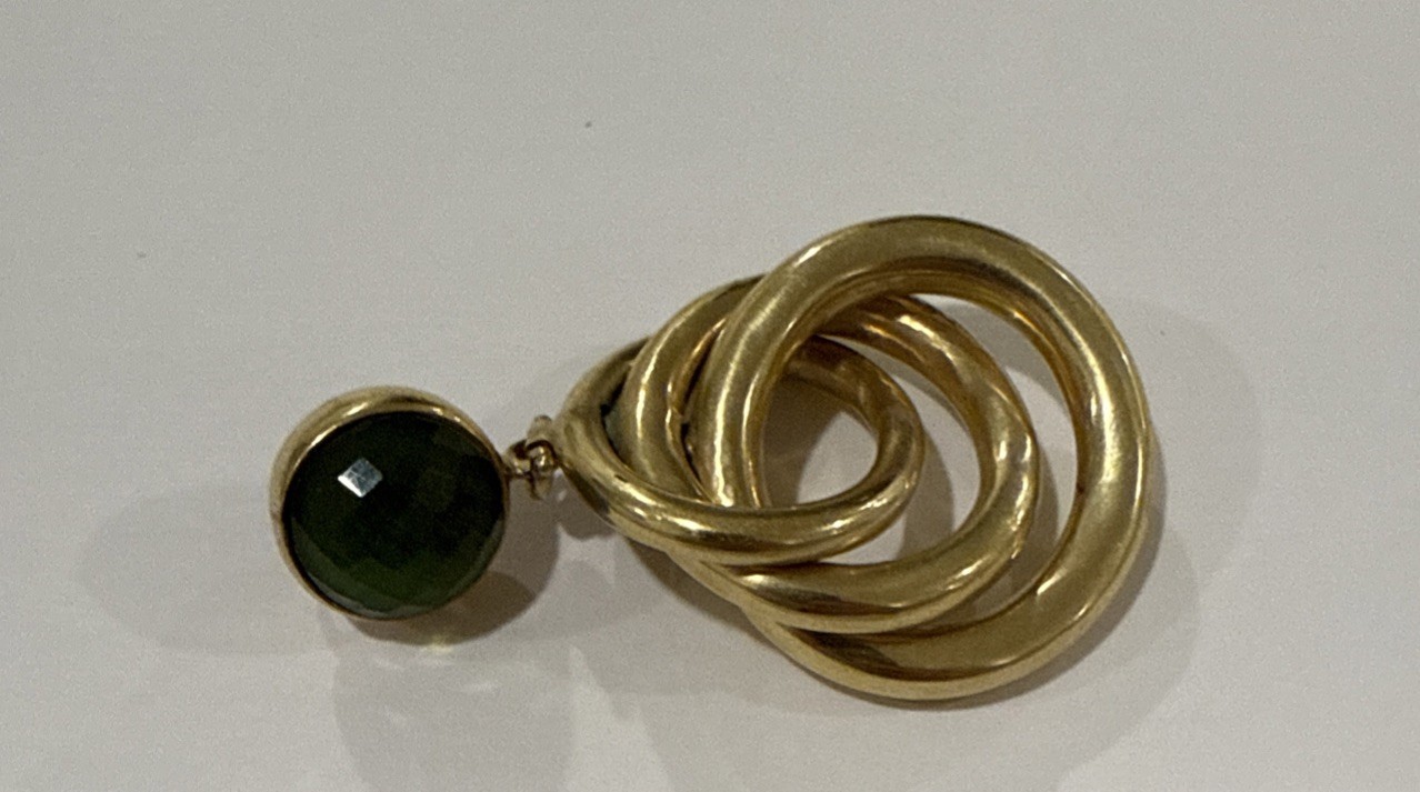 Vintage Signed Steve Vaubel Gold Plated Earrings W/Emerald – Estate Jewelry