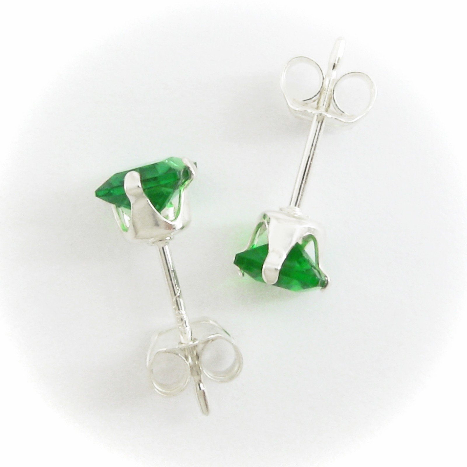 4mm Square Emerald Simulant Earrings – SOLID 925 Sterling Silver