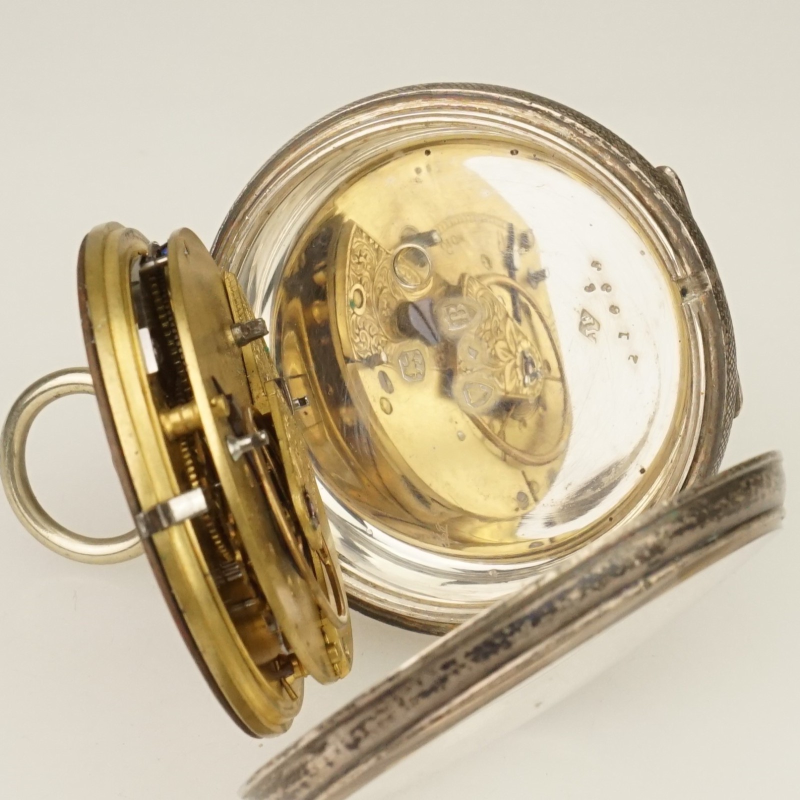 114g. Silver Antique Fusee Pocket Watch Men’s no duplex chronometer repeater RAR