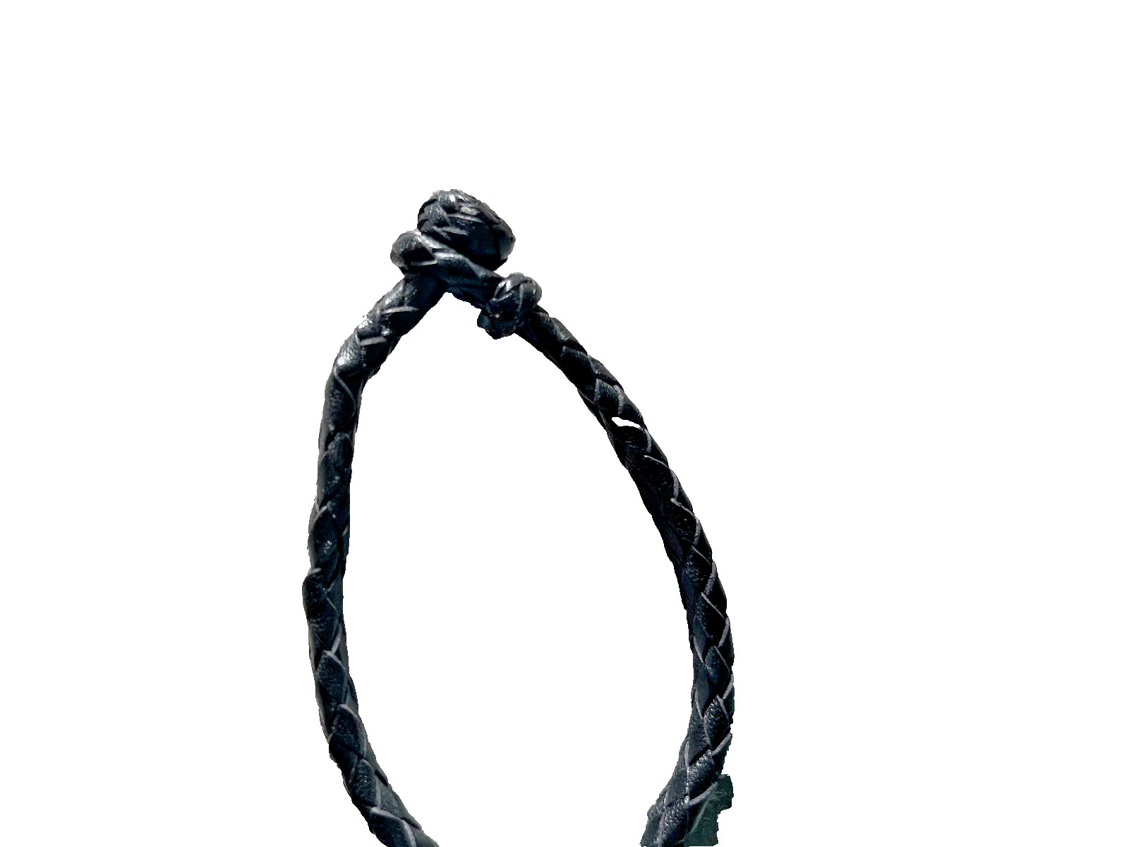 Western Mens Bracelet 9 x 3/8 in Flat Braid Leather Knot Cowboy Black