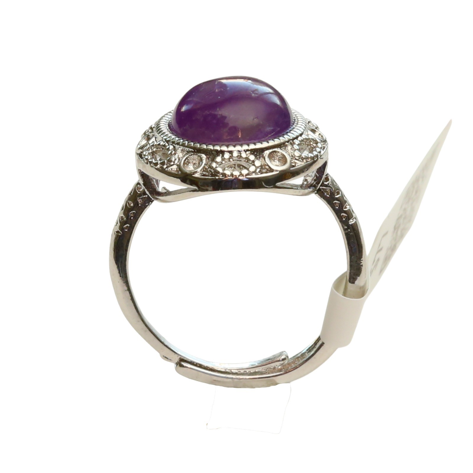 Handmade Genuine Amethyst Gemstone Ring 925 Silver Coated One Size Fits All