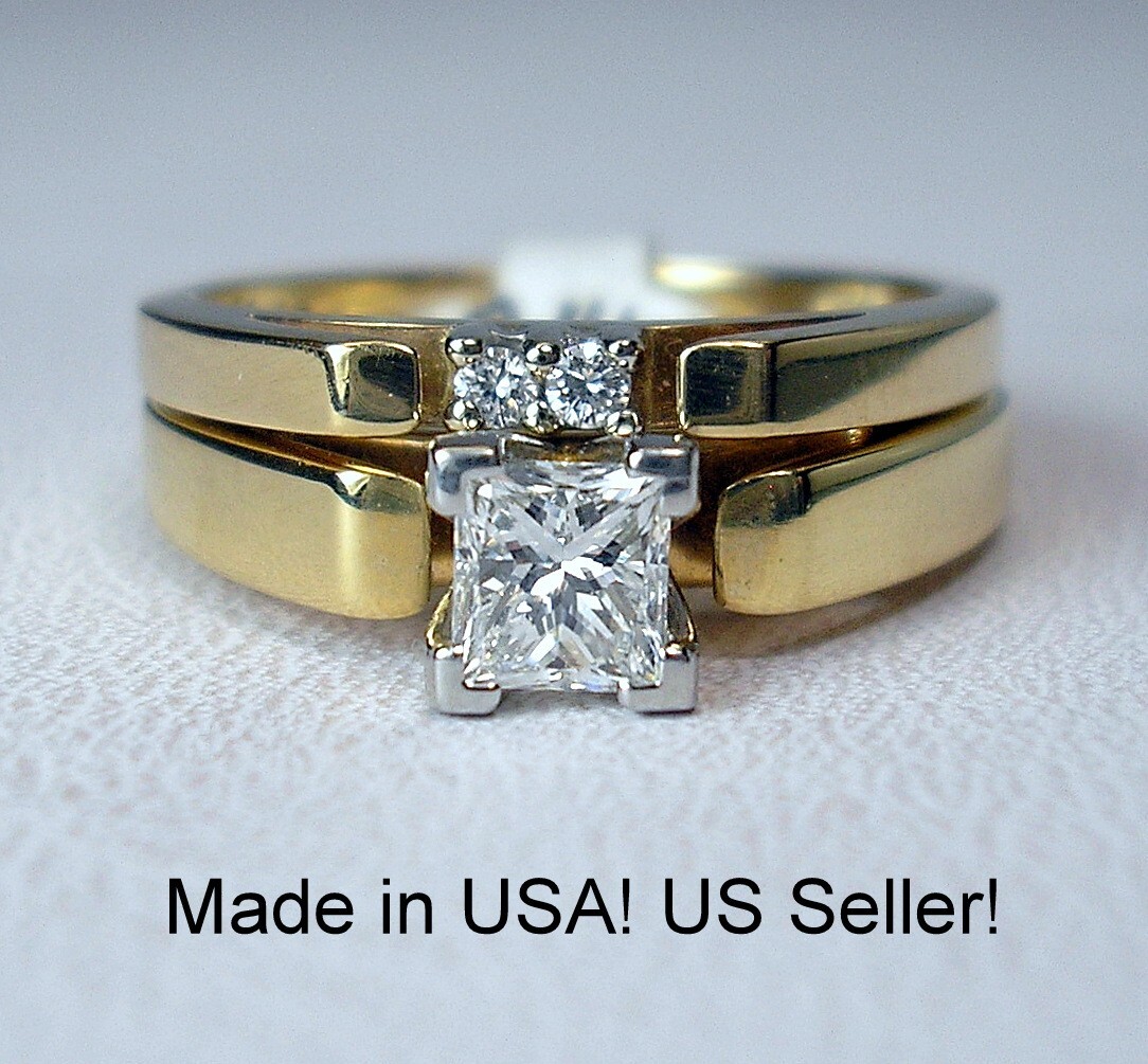 0.41ct Princess 0.43ctw Natural Diamonds 14K Yellow Wedding Set Was $2,395 Video