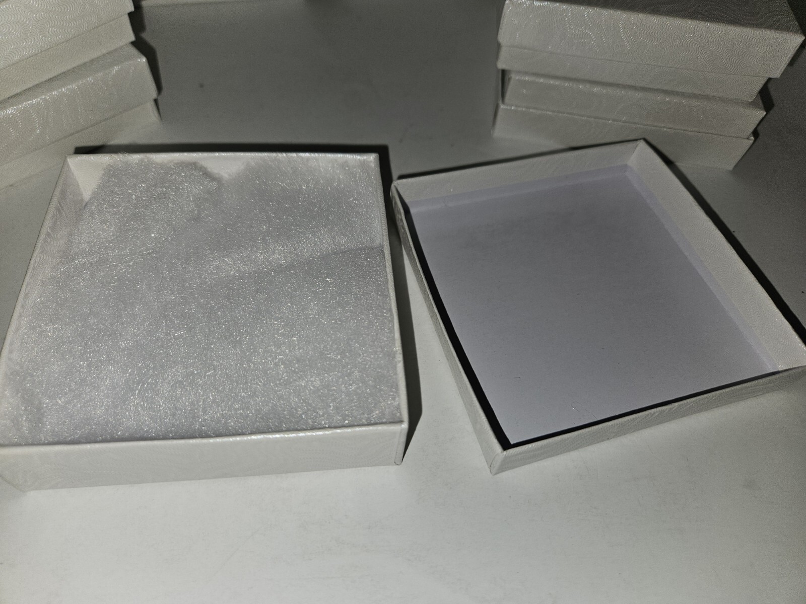 12-Pack White Cardboard Jewelry Gift Box with Polyester Fill 3.5″ x 3.5″ x 1″
