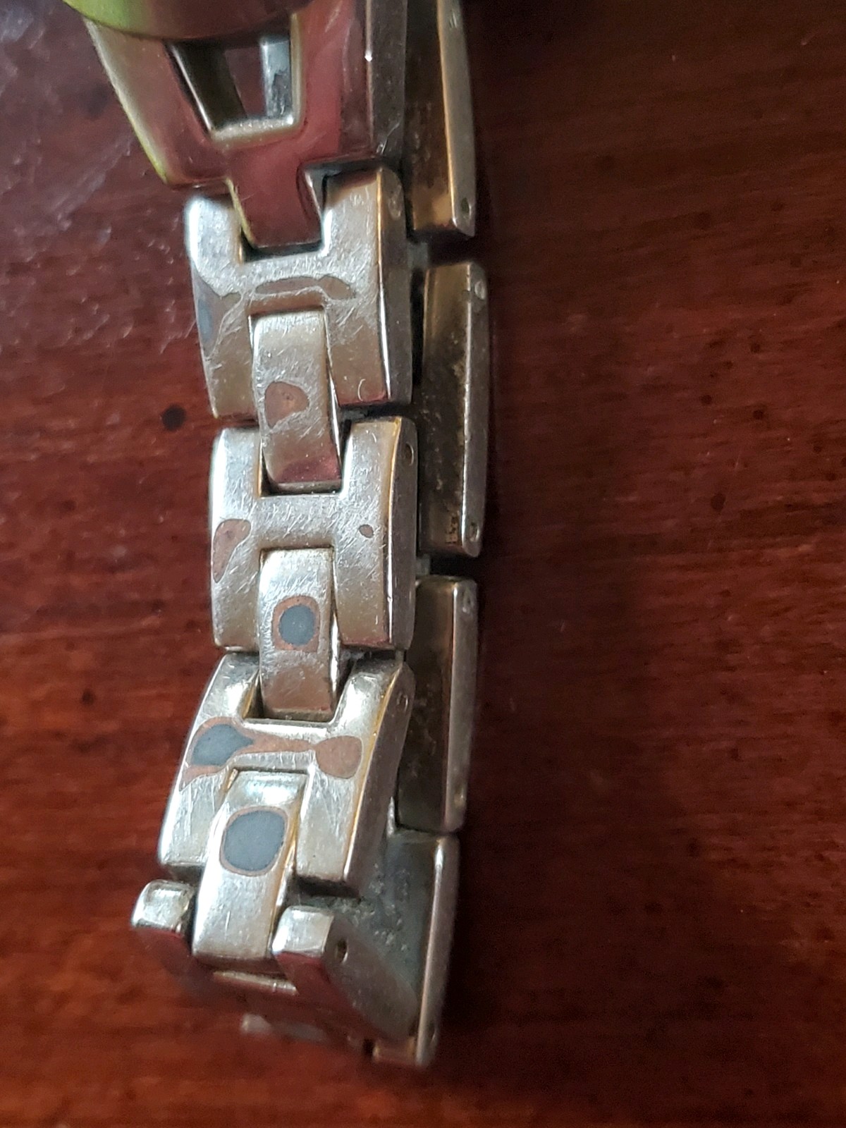PANAMA JACK ‘Surf Girl’ Watch Vntg – Blue Flowers, Silver Link Band – Not Tested