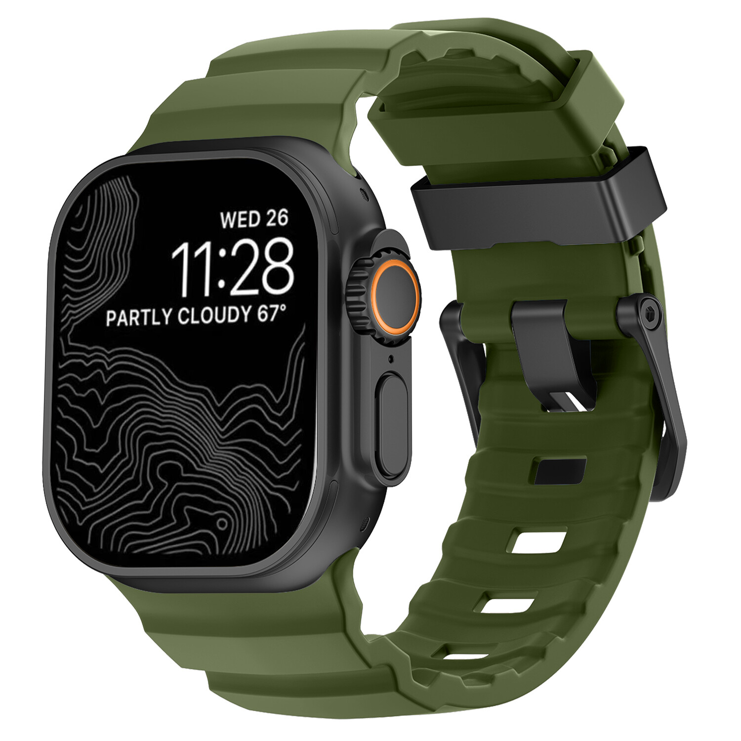Durable Silicone Watch Band with Metal Clasp For iWatch Series Ultra 10 9 8 7 6