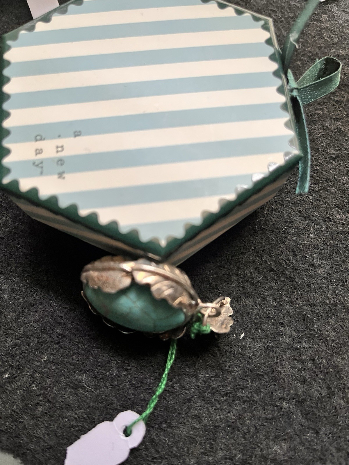 Silver and Turquoise Type Stone Pendant Necklace. Pendant only no chain